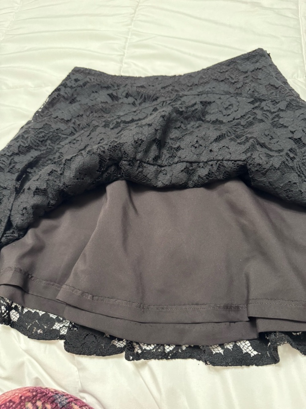 Peruvian Connection Black Drop Waist Ruffled Lace Mini Skirt - Picture 7 of 10
